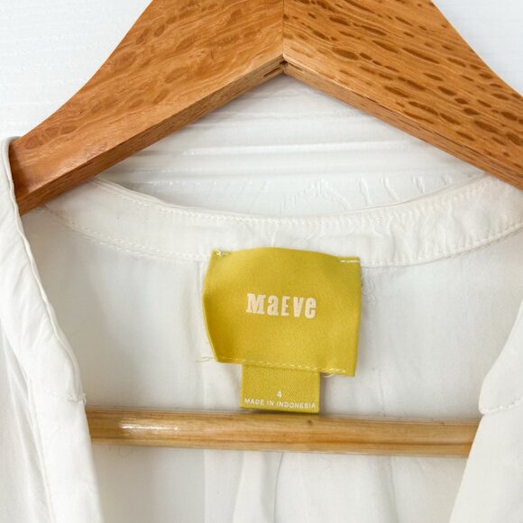 Anthropologie Maeve White Sleeveless Button Front Blouse Size 4 V-Neck Tank Top - Picture 2 of 4